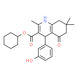 ChemSpider 2D Image | cyclohexyl 4-(3-hydroxyphenyl)-2,7,7-trimethyl-5-oxo-1,4,6,8-tetrahydroquinoline-3-carboxylate | C25H31NO4