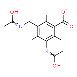 ChemSpider 2D Image | 3-Acetamido-5-(acetamidomethyl)-2,4,6-triiodobenzoate | C12H10I3N2O4