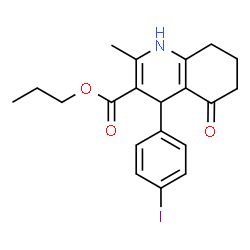 ChemSpider 2D Image | Propyl 4-(4-iodophenyl)-2-methyl-5-oxo-1,4,5,6,7,8-hexahydro-3-quinolinecarboxylate | C20H22INO3