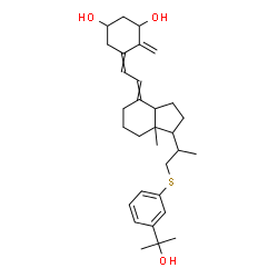 ChemSpider 2D Image | 5-{2-[1-(1-{[3-(2-Hydroxy-2-propanyl)phenyl]sulfanyl}-2-propanyl)-7a-methyloctahydro-4H-inden-4-ylidene]ethylidene}-4-methylene-1,3-cyclohexanediol | C31H44O3S