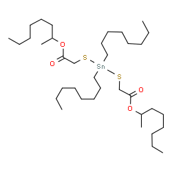 ChemSpider 2D Image | 2-Octanyl 9-methyl-4,4-dioctyl-7-oxo-8-oxa-3,5-dithia-4-stannapentadecan-1-oate | C36H72O4S2Sn