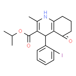 ChemSpider 2D Image | Isopropyl 4-(2-iodophenyl)-2-methyl-5-oxo-1,4,5,6,7,8-hexahydro-3-quinolinecarboxylate | C20H22INO3