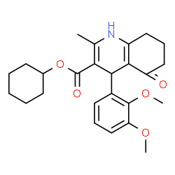 ChemSpider 2D Image | Cyclohexyl 4-(2,3-dimethoxyphenyl)-2-methyl-5-oxo-1,4,5,6,7,8-hexahydro-3-quinolinecarboxylate | C25H31NO5