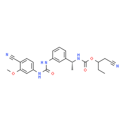 ChemSpider 2D Image | 1-Cyano-2-butanyl [(1R)-1-(3-{[(4-cyano-3-methoxyphenyl)carbamoyl]amino}phenyl)ethyl]carbamate | C23H25N5O4