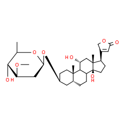 ChemSpider 2D Image | (3beta,5beta,8xi,9xi,11alpha)-3-{[(5xi)-2,6-Dideoxy-3-O-methyl-beta-D-threo-hexopyranosyl]oxy}-11,14-dihydroxycard-20(22)-enolide | C30H46O8