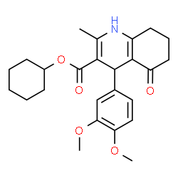 ChemSpider 2D Image | Cyclohexyl 4-(3,4-dimethoxyphenyl)-2-methyl-5-oxo-1,4,5,6,7,8-hexahydro-3-quinolinecarboxylate | C25H31NO5