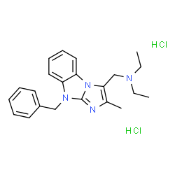 ChemSpider 2D Image | N-[(9-Benzyl-2-methyl-9H-imidazo[1,2-a]benzimidazol-3-yl)methyl]-N-ethylethanamine dihydrochloride | C22H28Cl2N4