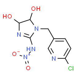 ChemSpider 2D Image | (2E)-1-[(6-chloropyridin-3-yl)methyl]-2-(nitroimino)imidazolidine-4,5-diol | C9H10ClN5O4