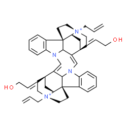 ChemSpider 2D Image | (1R,9Z,11S,13S,14R,17R,27S,30R,33S)-14,30-Diallyl-28,37-bis(2-hydroxyethylidene)-8,24-diaza-14,30-diazoniaundecacyclo[25.5.2.2~11,14~.1~1,8~.1~10,17~.0~2,7~.0~13,17~.0~18,23~.0~24,35~.0~26,38~.0~30,33
~]octatriaconta-2,4,6,9,18,20,22,25-octaene | C44H50N4O2