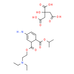 ChemSpider 2D Image | 2-[2-(Diethylamino)ethyl] 1-isopropyl 4-amino-3,5-cyclohexadiene-1,2-dicarboxylate 2-hydroxy-1,2,3-propanetricarboxylate (1:1) | C23H36N2O11