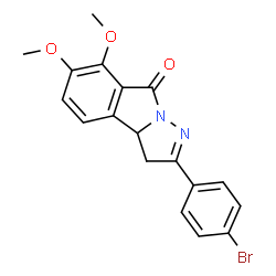 ChemSpider 2D Image | 2-(4-Bromophenyl)-6,7-dimethoxy-3,3a-dihydro-8H-pyrazolo[5,1-a]isoindol-8-one | C18H15BrN2O3