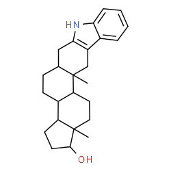 ChemSpider 2D Image | 12a,14a-Dimethyl-1,2,3,3a,3b,4,5,5a,6,7,12,12a,12b,13,14,14a-hexadecahydrocyclopenta[5,6]naphtho[2,1-b]carbazol-1-ol | C25H33NO