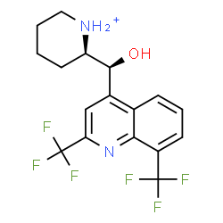 ChemSpider 2D Image | (2R)-2-[(S)-[2,8-Bis(trifluoromethyl)-4-quinolinyl](hydroxy)methyl]piperidinium | C17H17F6N2O