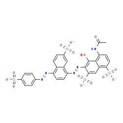 ChemSpider 2D Image | 4-Acetamido-5-hydroxy-6-[(E)-{7-sulfonato-4-[(E)-(4-sulfonatophenyl)diazenyl]-1-naphthyl}diazenyl]-1,7-naphthalenedisulfonate | C28H17N5O14S4