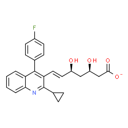 ChemSpider 2D Image | (3R,5S,6E)-7-[2-Cyclopropyl-4-(4-fluorophenyl)-3-quinolinyl]-3,5-dihydroxy-6-heptenoate | C25H23FNO4