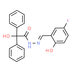 ChemSpider 2D Image | 2-Hydroxy-N'-[(E)-(2-hydroxy-5-iodophenyl)methylene]-2,2-diphenylacetohydrazide | C21H17IN2O3