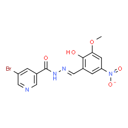 ChemSpider 2D Image | 5-Bromo-N'-[(E)-(2-hydroxy-3-methoxy-5-nitrophenyl)methylene]nicotinohydrazide | C14H11BrN4O5