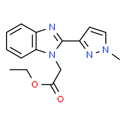 ChemSpider 2D Image | ethyl 2-[2-(1-methylpyrazol-3-yl)-1,3-benzodiazol-1-yl]acetate | C15H16N4O2