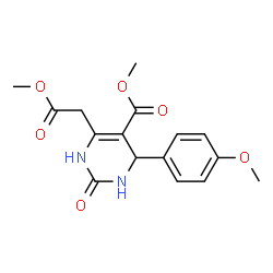 ChemSpider 2D Image | Methyl 1,2,3,6-tetrahydro-5-(methoxycarbonyl)-6-(4-methoxyphenyl)-2-oxo-4-pyrimidineacetate | C16H18N2O6