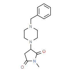 ChemSpider 2D Image | 3-(4-Benzyl-1-piperazinyl)-1-methyl-2,5-pyrrolidinedione | C16H21N3O2