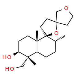 ChemSpider 2D Image | (2''R,5'S,5''R,6''S,8a''S)-5''-(Hydroxymethyl)-2'',5'',8a''-trimethyldodecahydro-2''H-dispiro[furan-3,2'-furan-5',1''-naphthalen]-6''-ol | C20H34O4