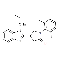 ChemSpider 2D Image | 1-(2,6-Dimethylphenyl)-4-(1-propyl-1H-benzimidazol-2-yl)-2-pyrrolidinone | C22H25N3O