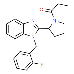 ChemSpider 2D Image | 1-{2-[1-(2-Fluorobenzyl)-1H-benzimidazol-2-yl]-1-pyrrolidinyl}-1-propanone | C21H22FN3O