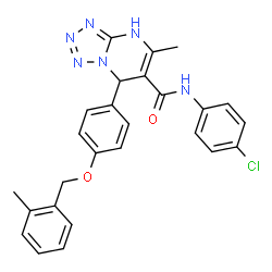ChemSpider 2D Image | N-(4-Chlorophenyl)-5-methyl-7-{4-[(2-methylbenzyl)oxy]phenyl}-1,7-dihydrotetrazolo[1,5-a]pyrimidine-6-carboxamide | C26H23ClN6O2