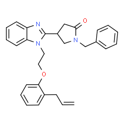 ChemSpider 2D Image | 4-{1-[2-(2-Allylphenoxy)ethyl]-1H-benzimidazol-2-yl}-1-benzyl-2-pyrrolidinone | C29H29N3O2