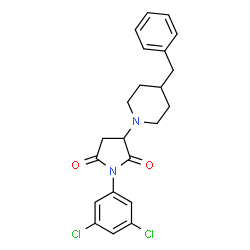 ChemSpider 2D Image | 3-(4-Benzyl-1-piperidinyl)-1-(3,5-dichlorophenyl)-2,5-pyrrolidinedione | C22H22Cl2N2O2