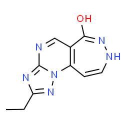 ChemSpider 2D Image | 8H-[1,2,4]triazolo[5',1':2,3]pyrimido[5,4-d][1,2]diazepin-6-ol, 2-ethyl- | C10H10N6O