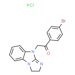 ChemSpider 2D Image | 1-(4-Bromophenyl)-2-(2,3-dihydro-9H-imidazo[1,2-a]benzimidazol-9-yl)ethanone hydrochloride (1:1) | C17H15BrClN3O