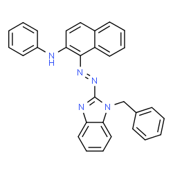 ChemSpider 2D Image | 1-[(E)-(1-Benzyl-1H-benzimidazol-2-yl)diazenyl]-N-phenyl-2-naphthalenamine | C30H23N5