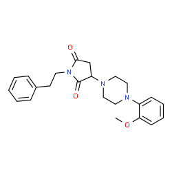 ChemSpider 2D Image | 3-[4-(2-Methoxy-phenyl)-piperazin-1-yl]-1-phenethyl-pyrrolidine-2,5-dione | C23H27N3O3