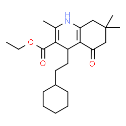 ChemSpider 2D Image | Ethyl 4-(2-cyclohexylethyl)-2,7,7-trimethyl-5-oxo-1,4,5,6,7,8-hexahydro-3-quinolinecarboxylate | C23H35NO3