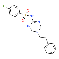 ChemSpider 2D Image | 4-Fluoro-N-[5-(2-phenylethyl)-1,4,5,6-tetrahydro-1,3,5-triazin-2-yl]benzenesulfonamide | C17H19FN4O2S
