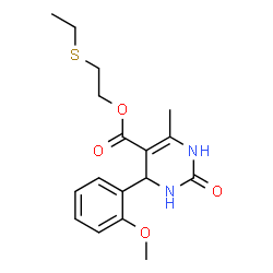 ChemSpider 2D Image | 2-(Ethylsulfanyl)ethyl 4-(2-methoxyphenyl)-6-methyl-2-oxo-1,2,3,4-tetrahydro-5-pyrimidinecarboxylate | C17H22N2O4S