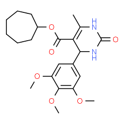 ChemSpider 2D Image | Cycloheptyl 6-methyl-2-oxo-4-(3,4,5-trimethoxyphenyl)-1,2,3,4-tetrahydro-5-pyrimidinecarboxylate | C22H30N2O6