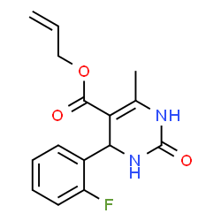 ChemSpider 2D Image | Allyl 4-(2-fluorophenyl)-6-methyl-2-oxo-1,2,3,4-tetrahydro-5-pyrimidinecarboxylate | C15H15FN2O3
