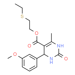ChemSpider 2D Image | 2-(Ethylsulfanyl)ethyl 4-(3-methoxyphenyl)-6-methyl-2-oxo-1,2,3,4-tetrahydro-5-pyrimidinecarboxylate | C17H22N2O4S