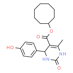 ChemSpider 2D Image | Cyclooctyl 4-(4-hydroxyphenyl)-6-methyl-2-oxo-1,2,3,4-tetrahydro-5-pyrimidinecarboxylate | C20H26N2O4