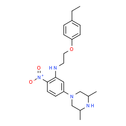 ChemSpider 2D Image | 5-(3,5-Dimethyl-1-piperazinyl)-N-[2-(4-ethylphenoxy)ethyl]-2-nitroaniline | C22H30N4O3