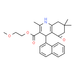 ChemSpider 2D Image | 2-Methoxyethyl 2,7,7-trimethyl-4-(1-naphthyl)-5-oxo-1,4,5,6,7,8-hexahydro-3-quinolinecarboxylate | C26H29NO4