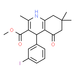 ChemSpider 2D Image | Methyl 4-(3-iodophenyl)-2,7,7-trimethyl-5-oxo-1,4,5,6,7,8-hexahydro-3-quinolinecarboxylate | C20H22INO3