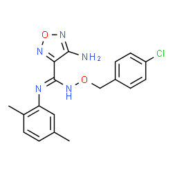 ChemSpider 2D Image | 4-Amino-N-[(4-chlorobenzyl)oxy]-N'-(2,5-dimethylphenyl)-1,2,5-oxadiazole-3-carboximidamide | C18H18ClN5O2