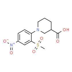 ChemSpider 2D Image | 1-(2-METHANESULFONYL-4-NITROPHENYL)PIPERIDINE-3-CARBOXYLIC ACID | C13H16N2O6S