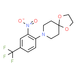 ChemSpider 2D Image | 8-(2-Nitro-4-(trifluoromethyl)phenyl)-1,4-dioxa-8-azaspiro[4.5]decane | C14H15F3N2O4