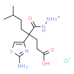 ChemSpider 2D Image | [2-(2-Amino-1,3-thiazol-4-yl)-2-(2-carboxyethyl)-5-methylhexanoyl]hydrazinium chloride | C13H23ClN4O3S
