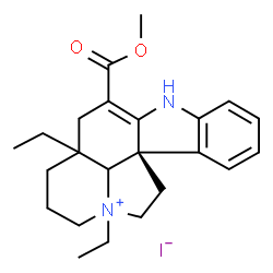 ChemSpider 2D Image | (12beta)-9-Ethyl-3-(methoxycarbonyl)-2,3-didehydroaspidospermidin-9-ium iodide | C23H31IN2O2