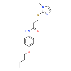 ChemSpider 2D Image | N-(4-Butoxyphenyl)-3-[(1-methyl-1H-imidazol-2-yl)sulfanyl]propanamide | C17H23N3O2S
